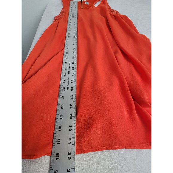 Moonlight Womens Sleeveless Orange A-Line Dress Medium V-Neck Sheer Side Panels - Picture 9 of 9